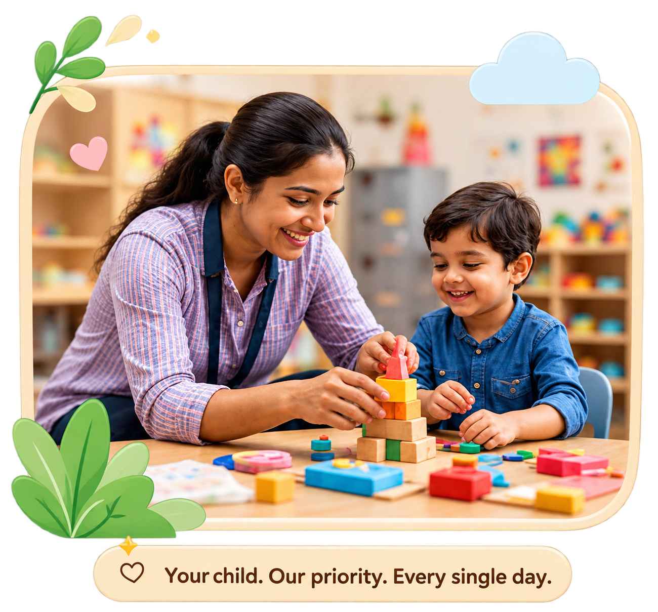Teacher and child playing together at LilGrow